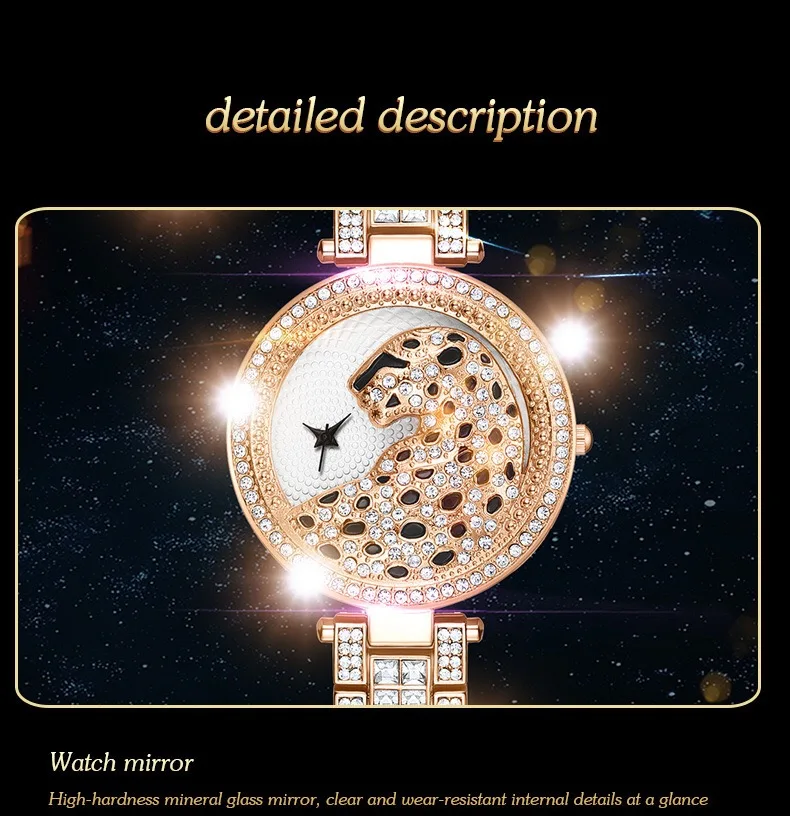 

Crystal Diamond Leopard Luxury Women Quartz Watch Fashion Bling Casual Ladies Watch Female Quartz Gold Watch For Women Clock