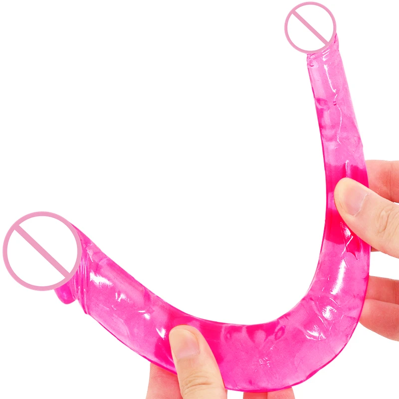 Эротический мягкий желеобразный фаллоимитатор двухсторонний Анальная пробка