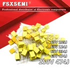 10 шт., алюминиевая крышка, 63В коррекции конденсатор с алюминиевой крышкой, 250V 105J 1 мкФ 124J 120nF 334J 330nF 474J 470nF 472J 4.7nF полипропиленовая защитная пленка Пластик пленка