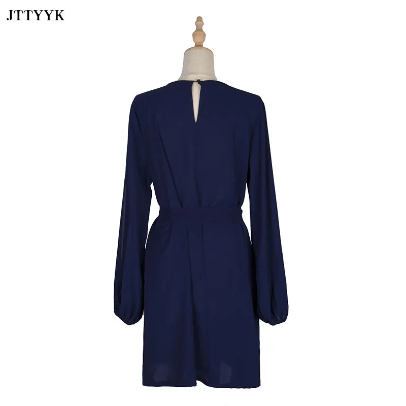 

New Autumn Fashion Women Dresses Long-Sleeved O-Neck Empire Ladies Clothes Knee-Length Casual Tops XL