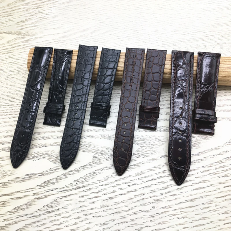 Genuine Crocodile Leather Watchband 18mm 19mm 20mm 21mm 22mm Watches Strap Coffee Black Butterfly Buckle Watch Band