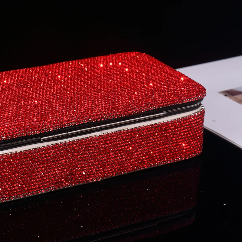 Шкатулка для ювелирных изделий с кристаллами коробка поделок сережек ожерелий