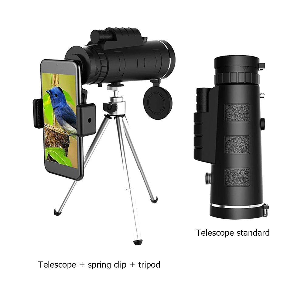 

40X60 Zoom Monocular Telescope For Smartphone HD Vision Display Monocular with Phone Holder Tripod For Outdoor Military Hunting