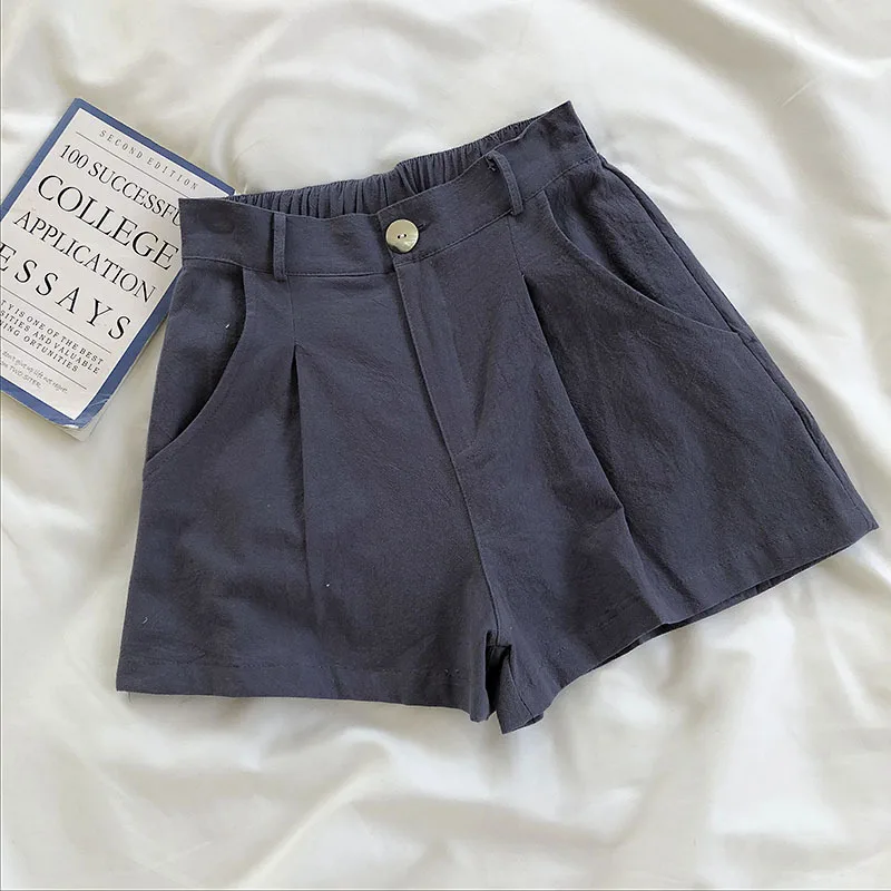 

Шорты женские спортивные, однотонные штаны с завышенной талией, с карманами, на пуговицах, летние короткие модные штаны Ulzzang