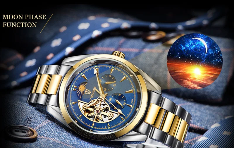 Топ бренд часы для мужчин s часы Tourbillon Moon Phase Роскошные деловые механические наручные часы для мужчин автоматические часы для мужчин horloges mannen