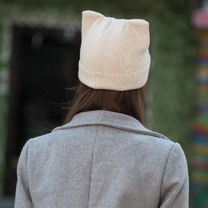 

2021Disney Winter Hats Knitted Hat Hot Ears Cat Girl High Fashion Women Wool Hat Women Cap Caps trilby balaclava beanie