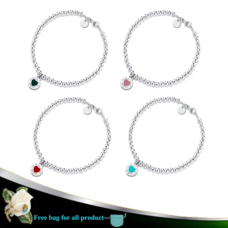 Горячее предложение красочные эмалированные сердечки круглые браслеты из