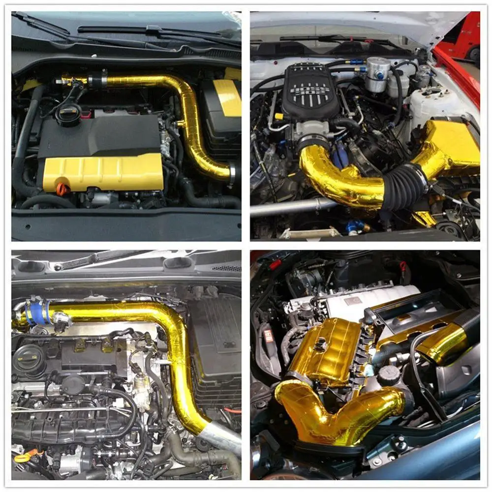 

5M Length 16ft Golden Fiberglass Wrap Barrier Tape Heat Shield Roll Exhaust Car Protection