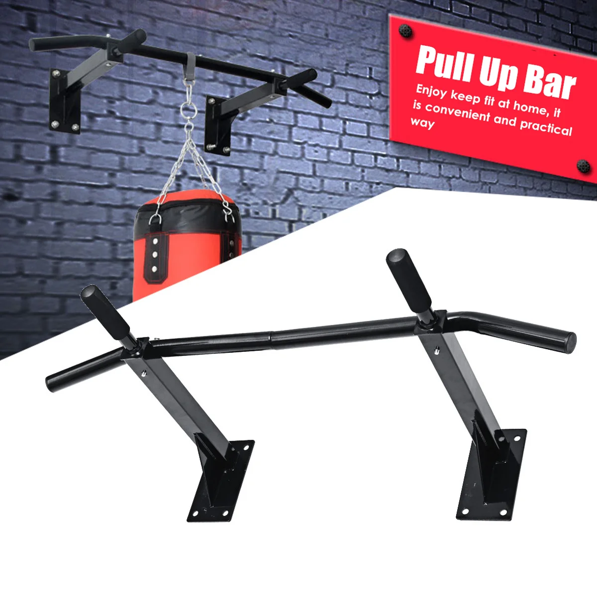 

Bla Heavy Duty Chin Pull Up Bar Wall Mounted Exercise Workout Fitn Home Gym