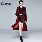 Женское осеннее пальто IZEVUS, элегантное бархатное пальто, блейзер макси с длинным рукавом, дизайнерская женская уличная одежда, женская верхняя одежда и пальто