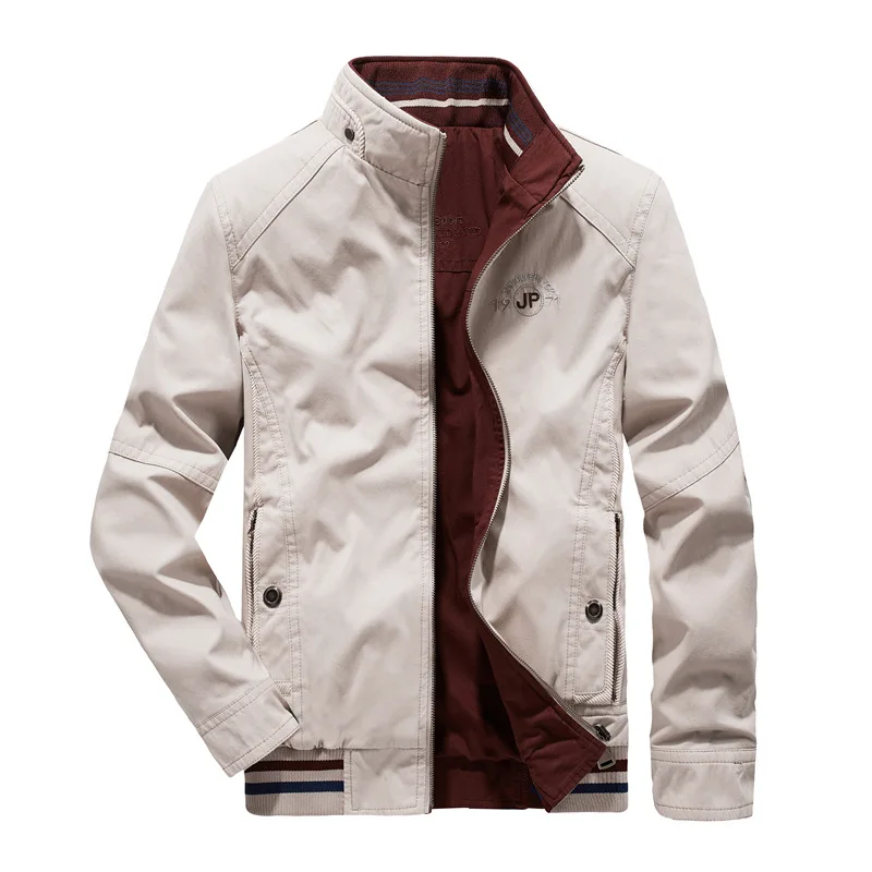 

Plus Size 7XL 8XL Autumn Jacket Mens Double Sides Wear Military Jackets Coats Pure Cotton Veste Homme Solid Leisure Coat Male