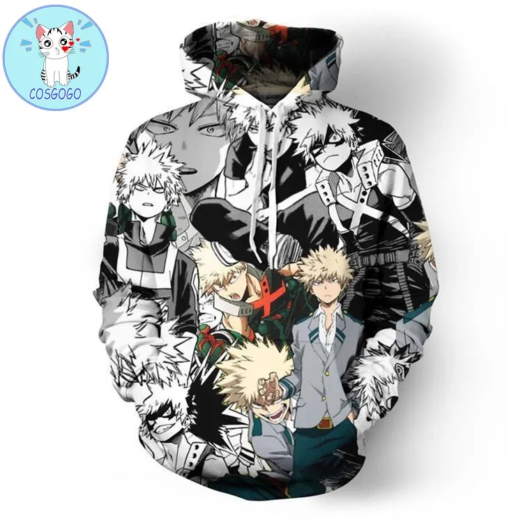 Толстовка COSGOGO My Boku с капюшоном без героев академии куртка Bakugou Katsuki Повседневный