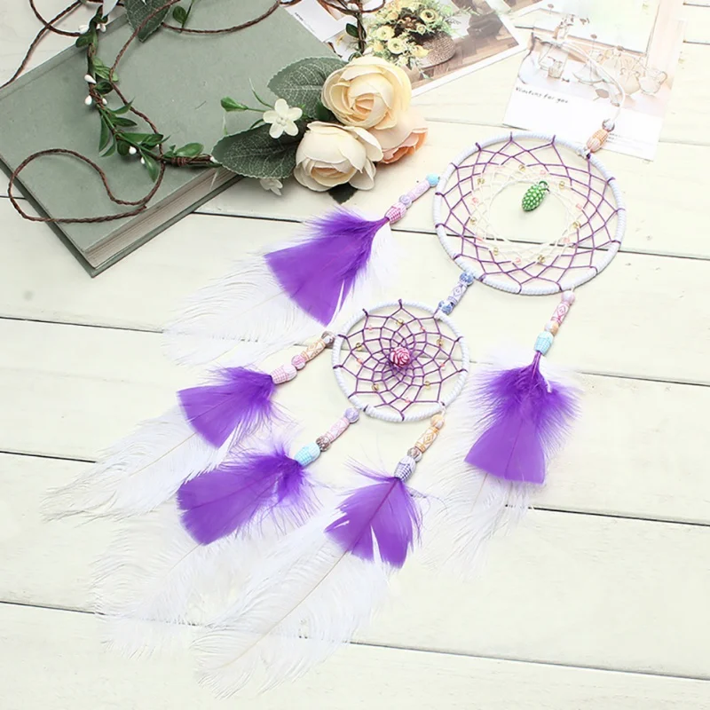 

Creative Dream Catcher Hollow Wind Chimes Wall Hanging Decoration Handmade With Feather Lace Dreamcatcher Bead Party Ornament
