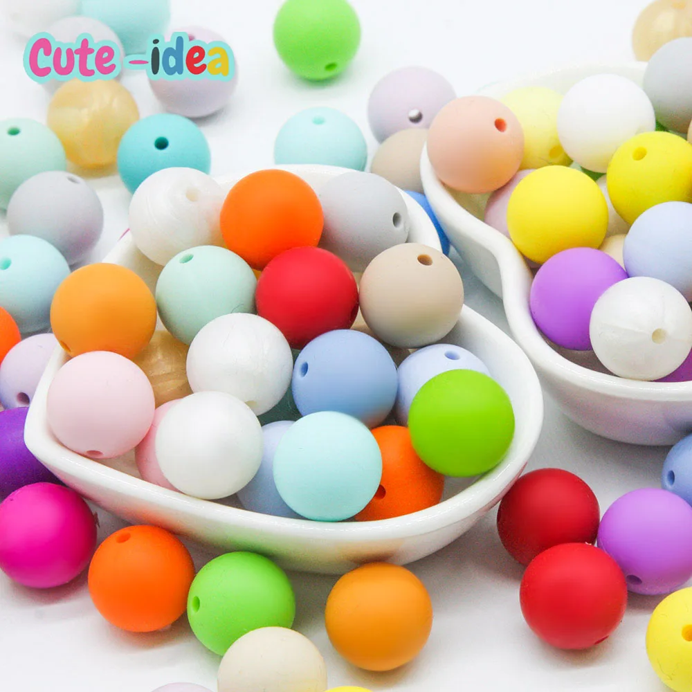 

Cute-Idea 19mm 10pcs silicone Beads teething Food Grade teether BPA Free accessories safe pacifier chain baby nursing product