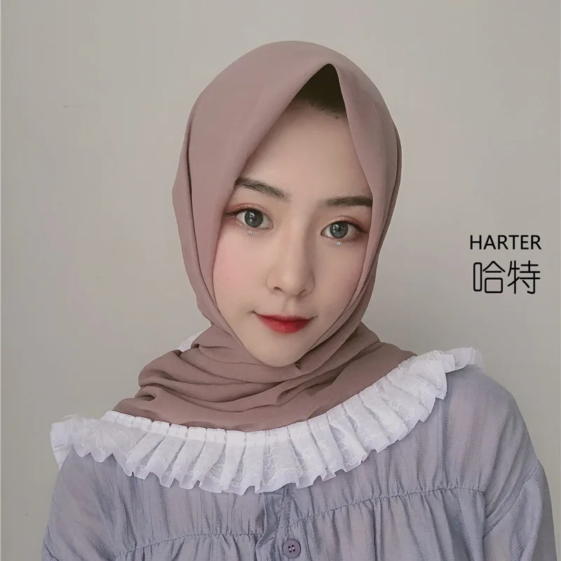 Мусульманский платок искусственный жемчуг шифоновый квадратный шарф большой