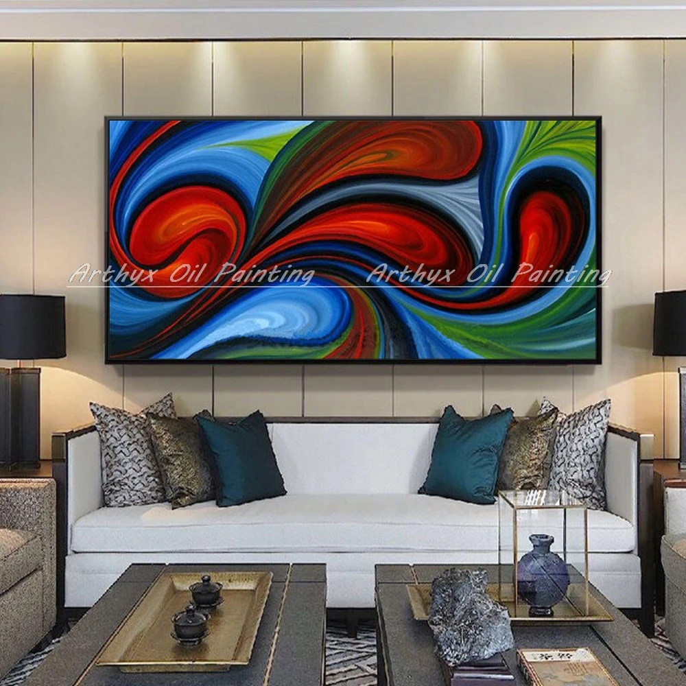 

Arthyx Hand Painted Colorful Rotate Canvas Oil Painting Wall Picture Modern Abstract Art Posters For Living Room Home Decoration