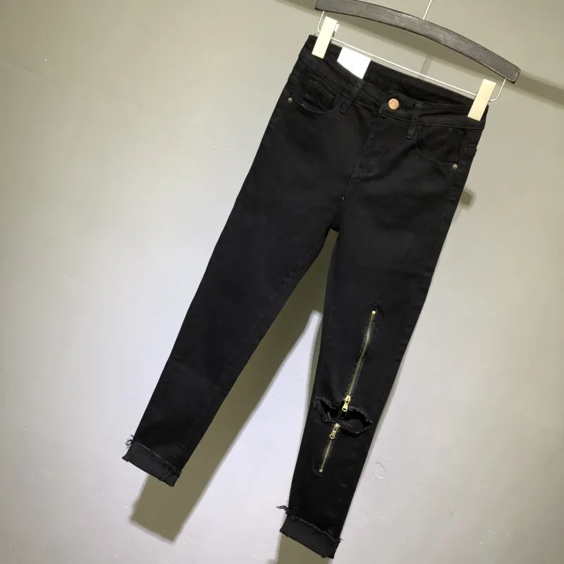 Джинсы до щиколотки женские джинсы с высокой талией обтягивающие черные на