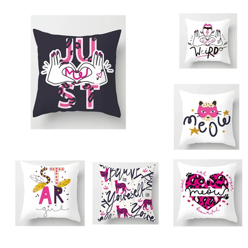 Чехол для подушки красного цвета с милым рисунком наволочка буквенным принтом