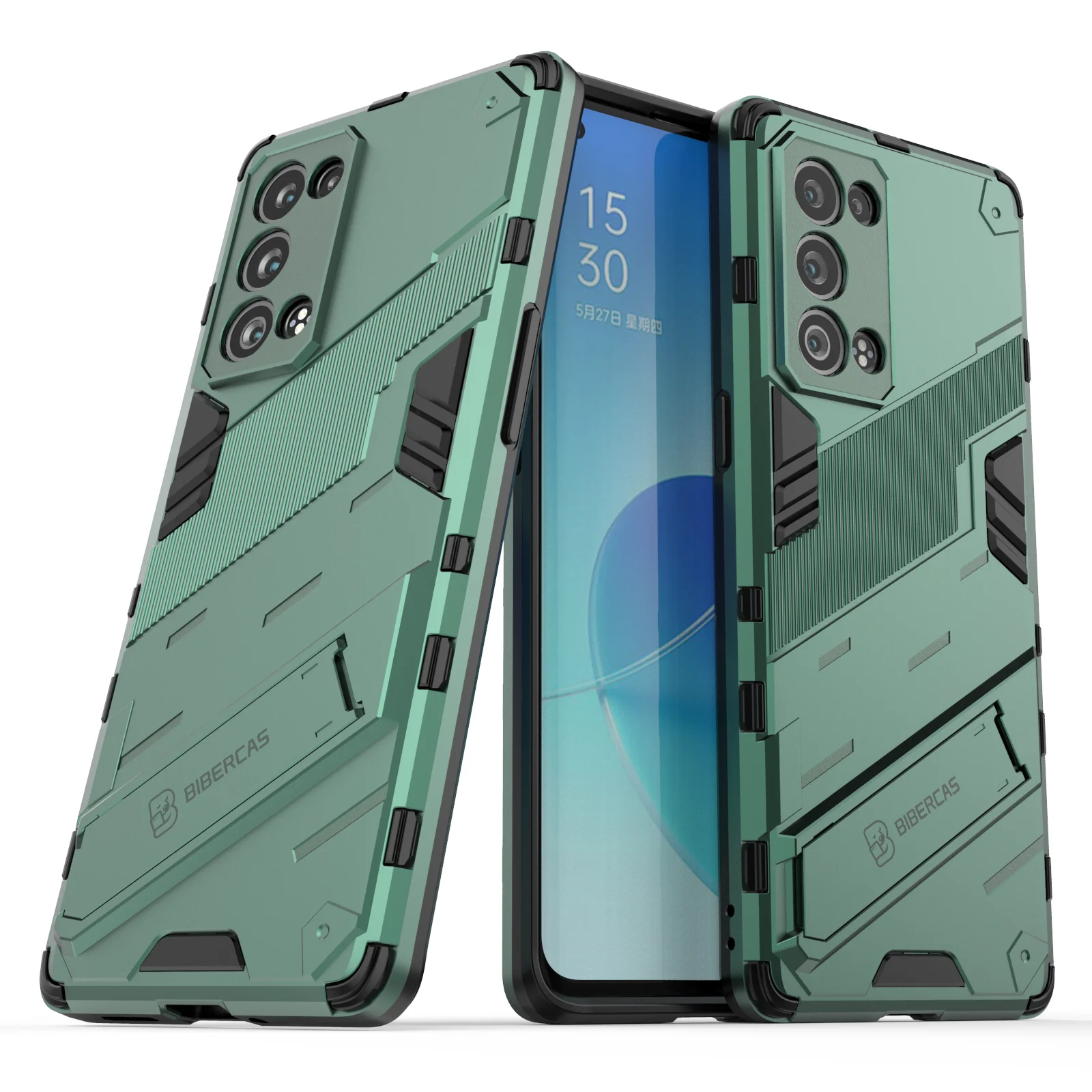 

Fashion Armor Rugged Shockproof Phone Case For OPPO Reno Find 6 5 4 5Z X3 F17 F19 K9 Pro Plus Neo 5G Kickstand Protection Cover