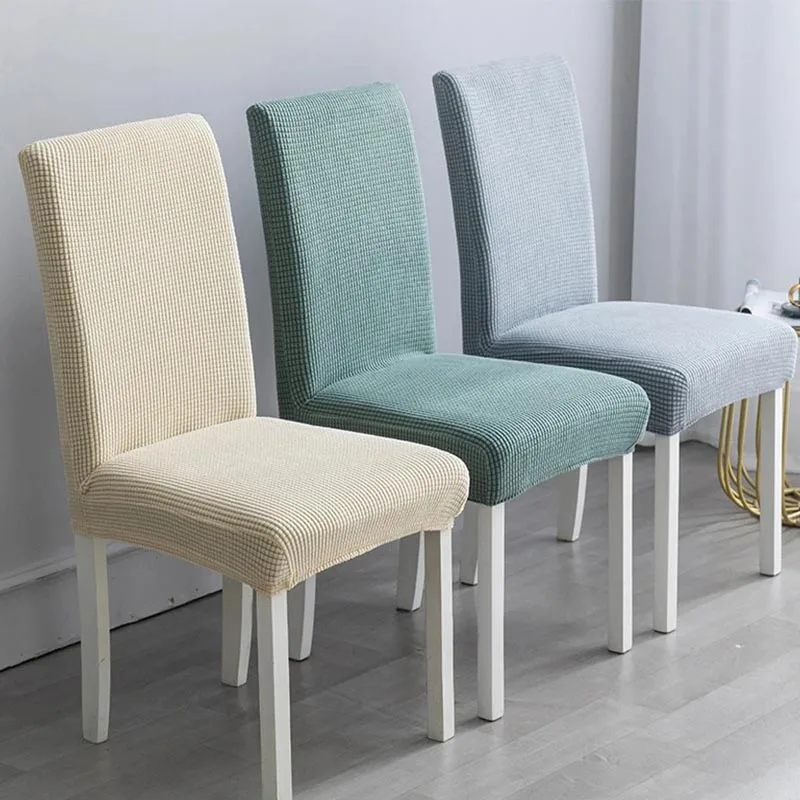 

Elastic Dining Chairs Covers With Back Jacquard Stretch Covers For Chairs For Kitchen Solid Color Spandex Dining Chair Slipcover