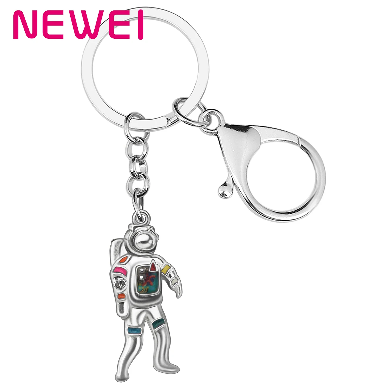 

NEWEI Enamel Alloy Floral Moon Astronaut Spaceman Keychains Trendy Bag Car Key Chain Ring Charm Gift Jewelry For Women Men Teen