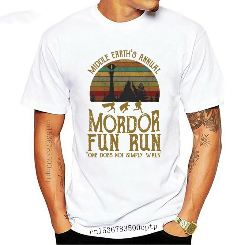 

Middle Earth's Annual Mordor Fun Run One Does Not Simply Shirt S-5XL Made In USA Round Neck Tops TEE Shirt