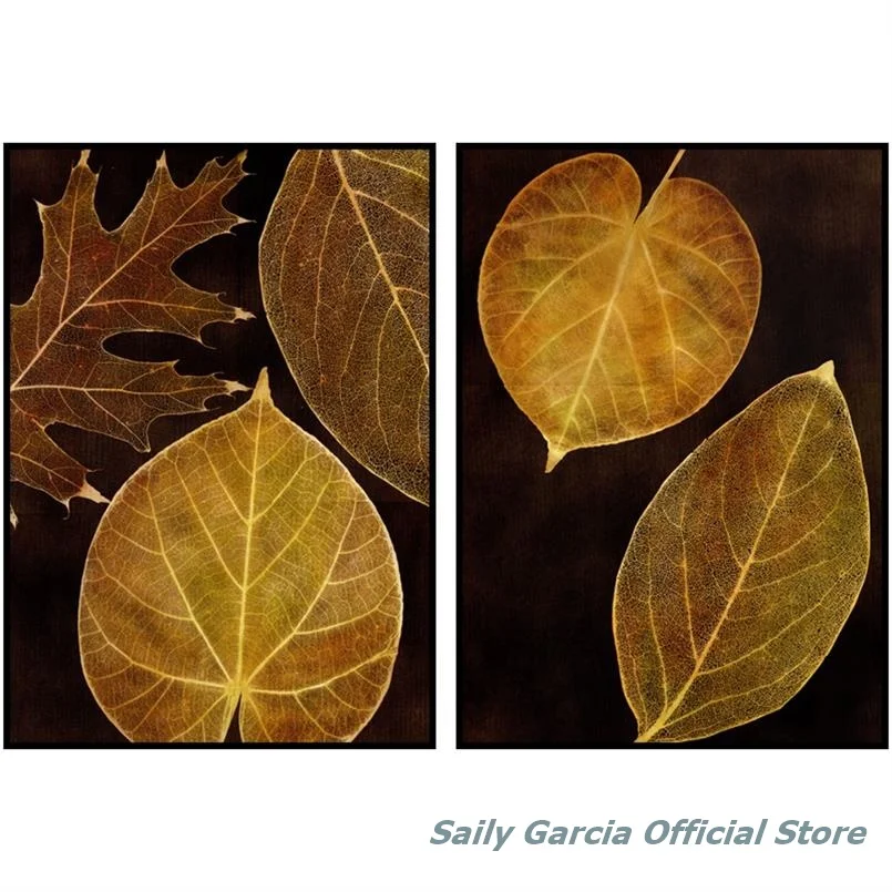 

Nordic Golden Flowers Leaf Canvas Painting Poster Print HD Decor Wall Art Pictures For Living Room Bedroom Aisle Unique Plants