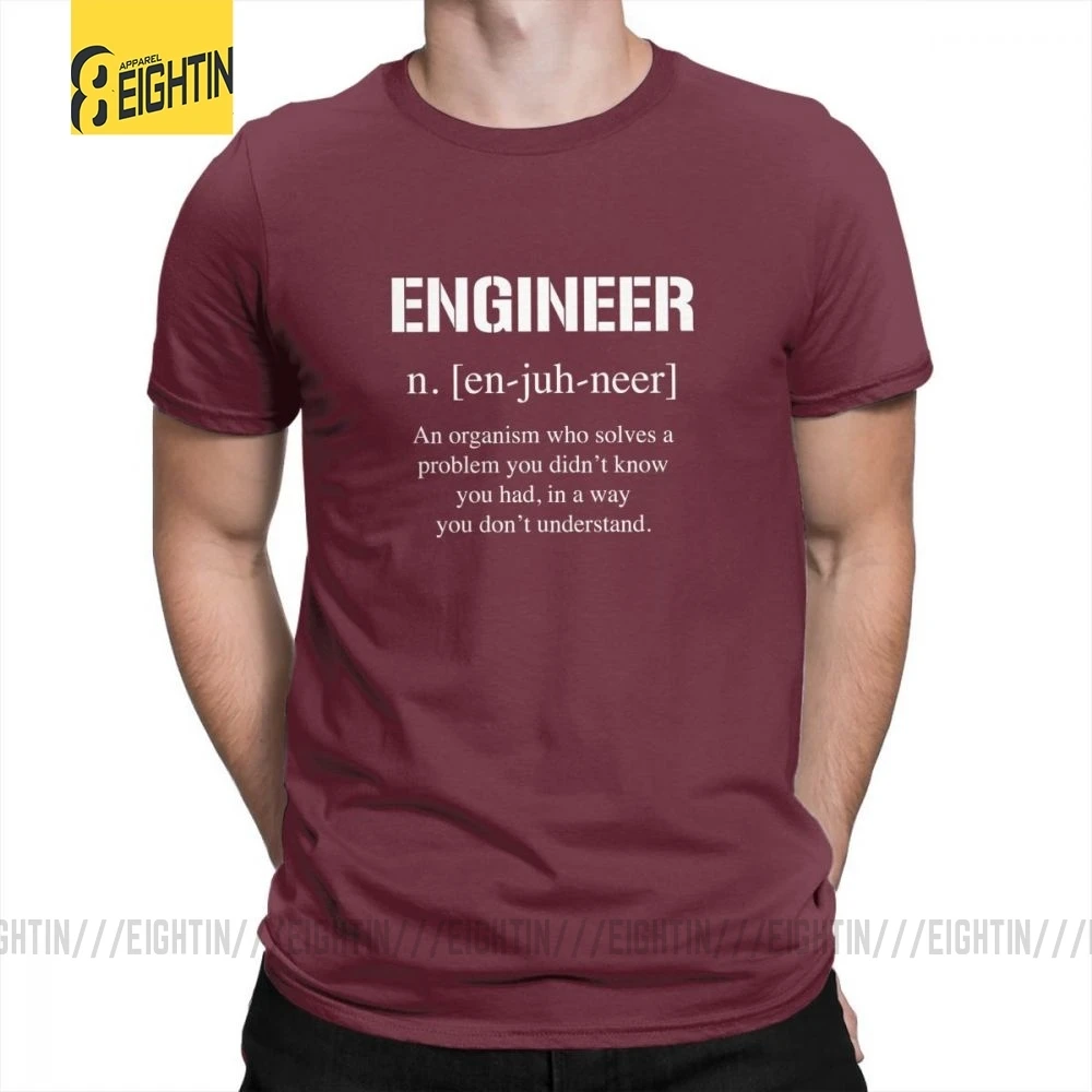 Футболки с надписью «Engineer Charm», мужские футболки с круглым вырезом и коротким рукавом, Забавные футболки из хлопка размера плюс для отдыха - Цвет: Burgundy