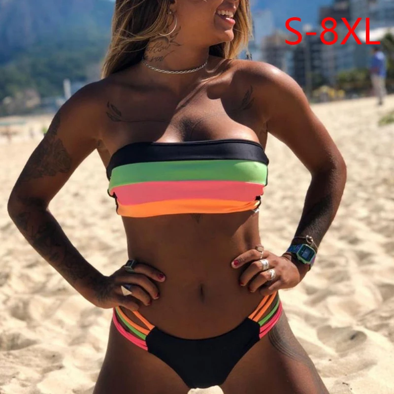 

8XL Sexy Bikini Set Brazilian Bikini 2020 Swimwear Women Bandeau Swimsuit Female Push Up Bathing Suit Summer Bathers