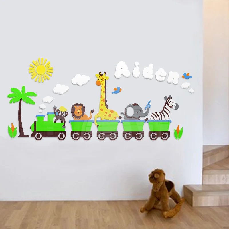 WS28 милая детская комната животных с рисунками из мультфильма Паровозик линия