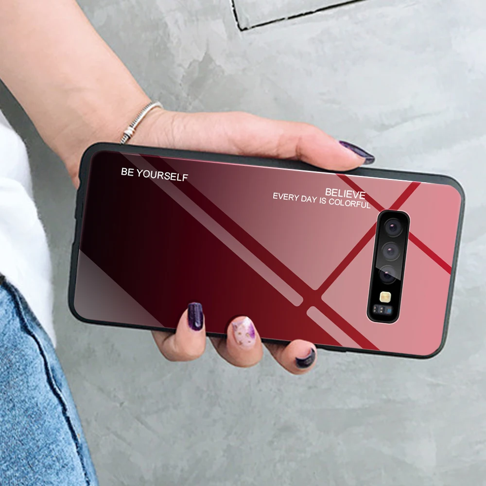Модный чехол из закаленного стекла с градиентом для samsung Galaxy S10E мягкий телефона S8