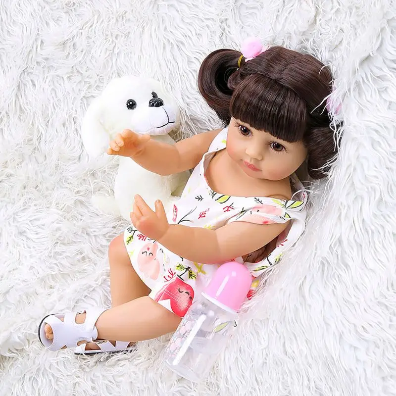 

48cm Realistic Doll Toddler Babies Sleeping Curly Hair Girl Play Toy Christmas