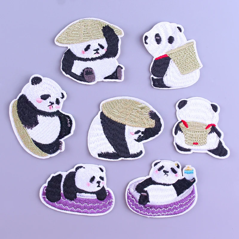 Рисунком милой панды из лоскутного топа с вышивкой патчи для костюмы гладить на