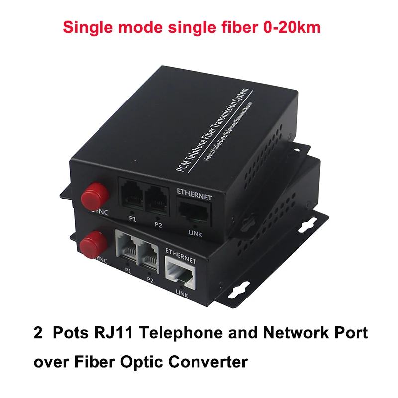 

2 Pots RJ11 Telephone and Network Port over Fiber Optic Converter, Multiplexer, Extender, Set of FXS FXO Units Voice Over Fiber