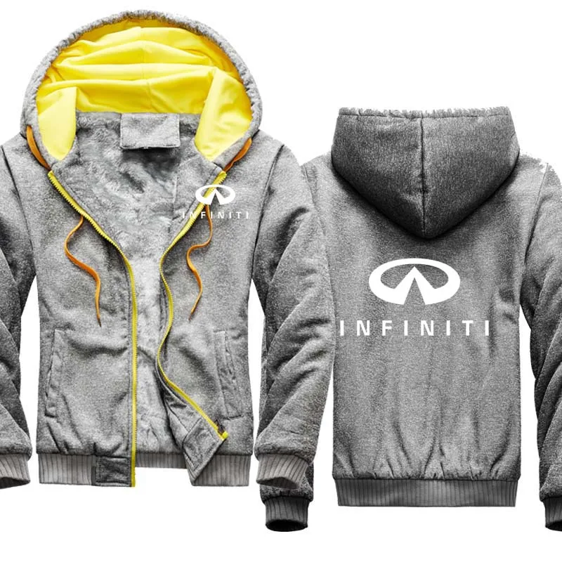 

Unisex Casual Mens Hoodie Infiniti Car Logo Printing Winter Jacket Thicken Warm Wool Fleece Cotton Men's Zipper Hoodie