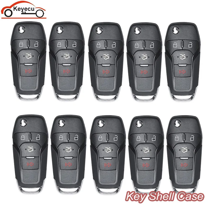 

Складной чехол KEYECU для автомобильного ключа, чехол для Ford Focus Fusion Mk2 Mk7, Ranger Explorer, HU101 Blade, 10 шт., 4 кнопки