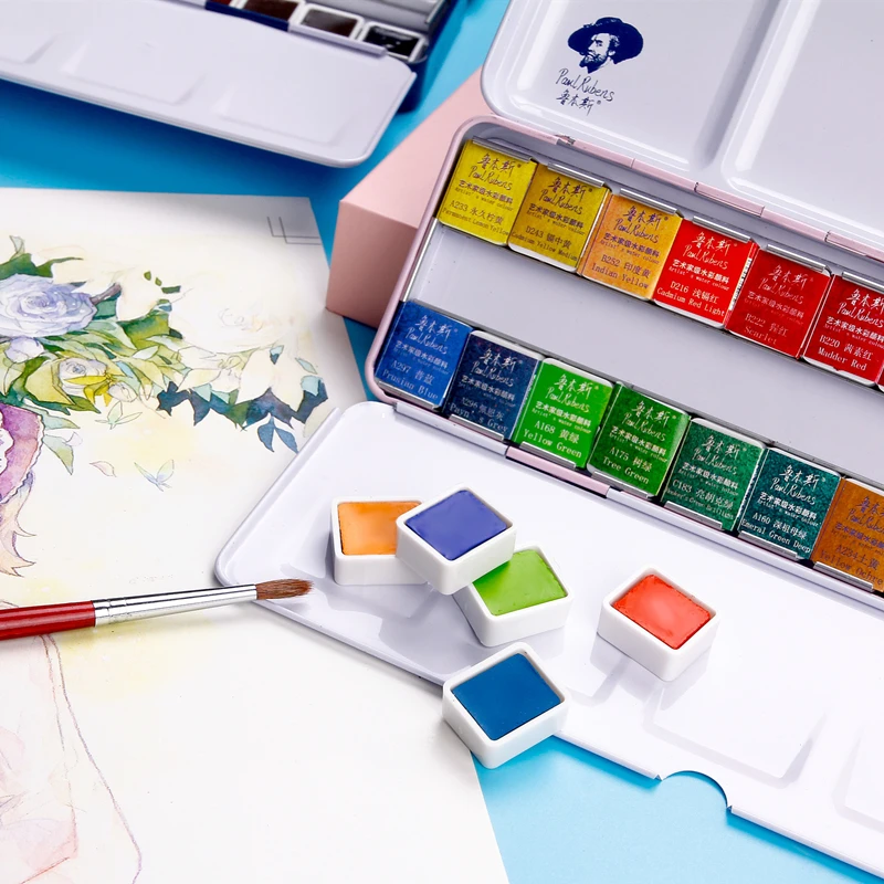 1Pc Paul Rubens Paint Supplier Aquarelle C Series Half Pan Solid Watercolor Cake for Beginner and Professional Artist | Канцтовары для