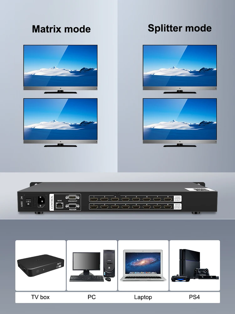 Коммутатор матричный HDMI 8 в out серверный коммутатор для видеоконференций