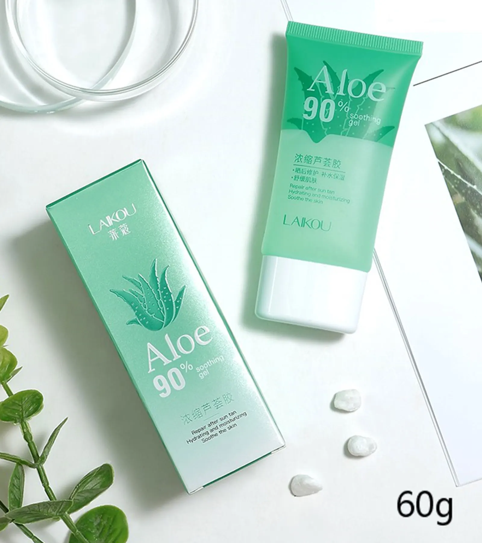 

LAIKOU Aloe Vera Soothing Gel Moisturizing Hydrating Whitening Anti Acne Anti Aging Remove Wrinkle Brighten Skin Tone Care 60g