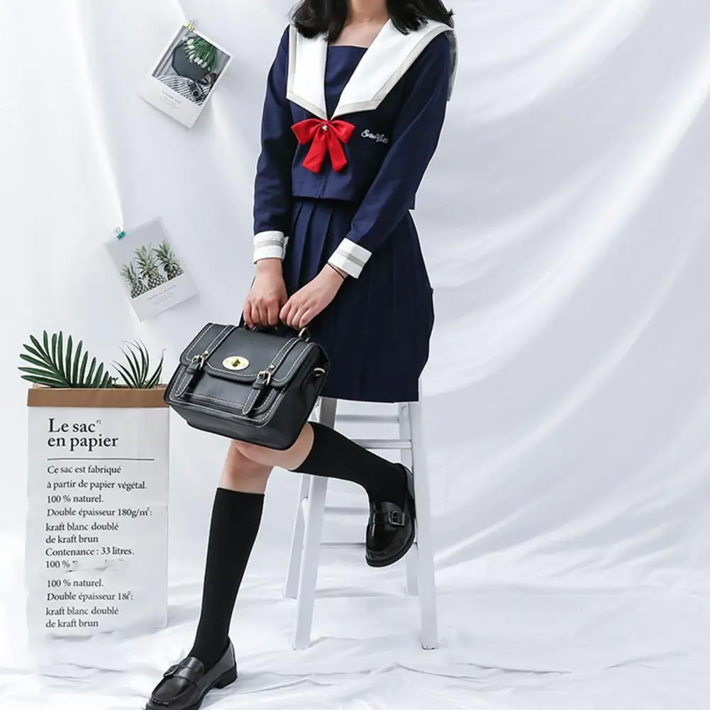 

Японская школьная Униформа Рубашка в морском стиле комплект с юбкой для непослушных девчонок кукла черный готический Твердые Цвет плиссир...