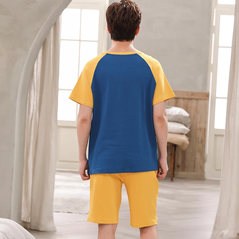 Летняя мужская Хлопковая пижама японская мультяшная аниме одежда для сна