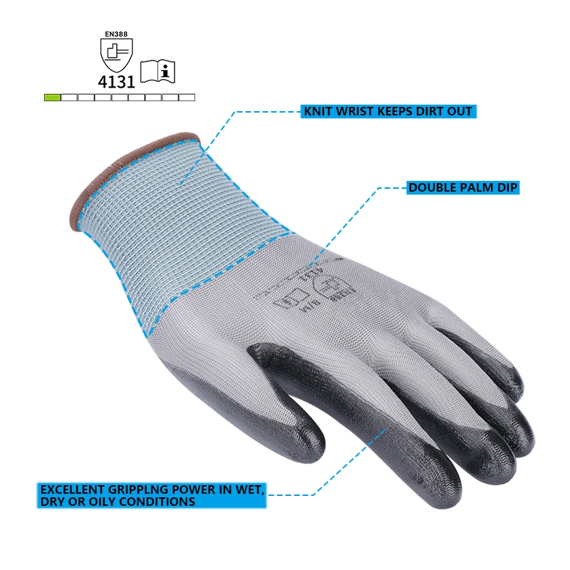 Рабочие перчатки Andanda нейлоновые гладкие полиэфирные NBR 13 калибра рабочие для