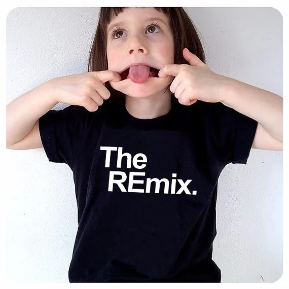 REmix for Kids K595 оригинальные футболки с буквенным принтом для мамы и дочки подходящие костюмы для всей семьи - Цвет: REmix for Kids