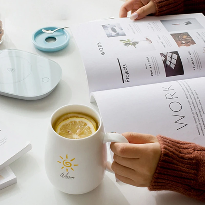 

Cup Warmer, Smart Thermal Insulation Heating Coaster, Warm Heating, Office and Home Cup Warmer US Plug