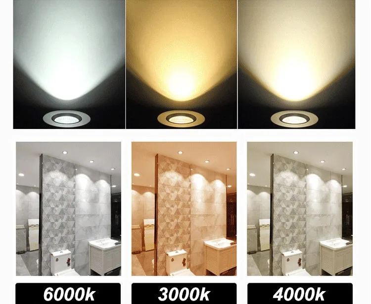 Luz descendente empotrada LED regulable, foco de techo con cuerpo blanco/Negro, 3W, 5W, 7W, 10W, 12W, con controlador LED 90-265V, 3000K, 4000K, 6000K