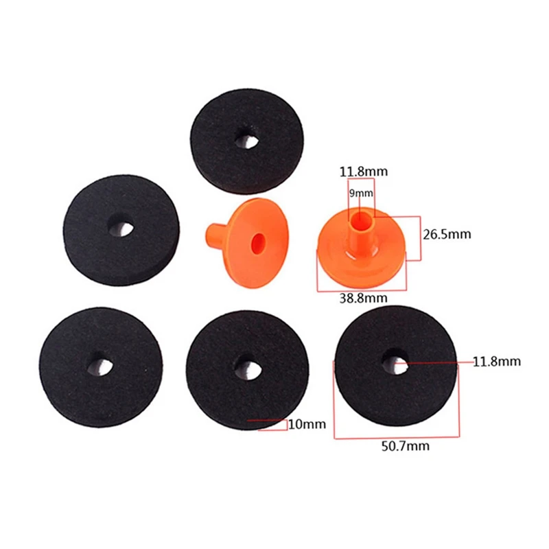 

7Pcs Drum Sleeves Kit Dia.50mm Cymbal Stand Felts Percussion Drum Kit Accessories