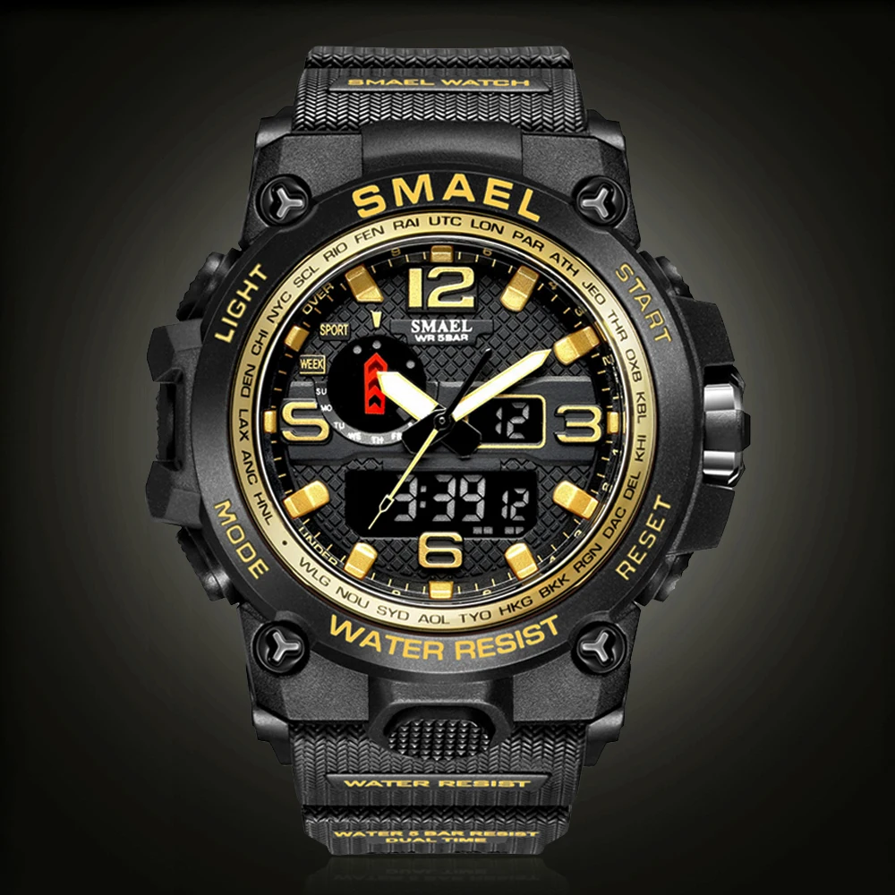 Мужские кварцевые часы со светодиодной подсветкой в стиле милитари | Наручные