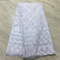 hot sale 5 yards white high quality african swiss voile lace for wedding 100 cotton fabric nigeria sewing wedding dress 2p216