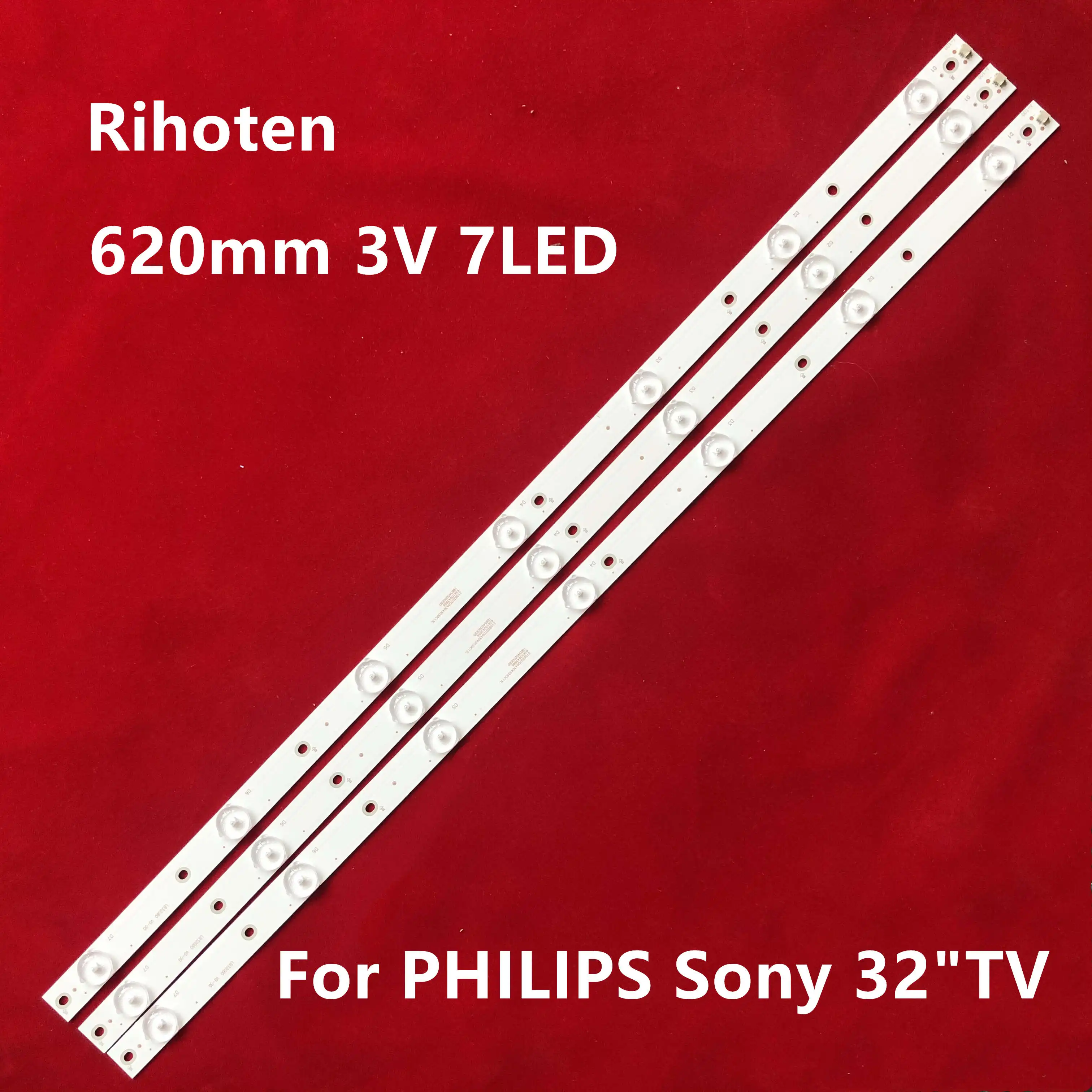 Светодиодная лента для подсветки 620 мм 7 лампочек PHILIPS Sony 32 &quotTV 32pft550 1/60 Φ LB32080 E465853