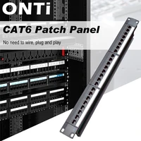 onti 19in 1u rack 24 port straight through cat6 patch panel rj45 network cable adapter keystone jack ethernet distribution frame